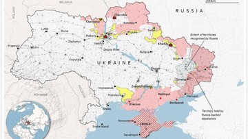 Aktualna mapa Ukrainy. Przedstawiono wyzwolone obszary